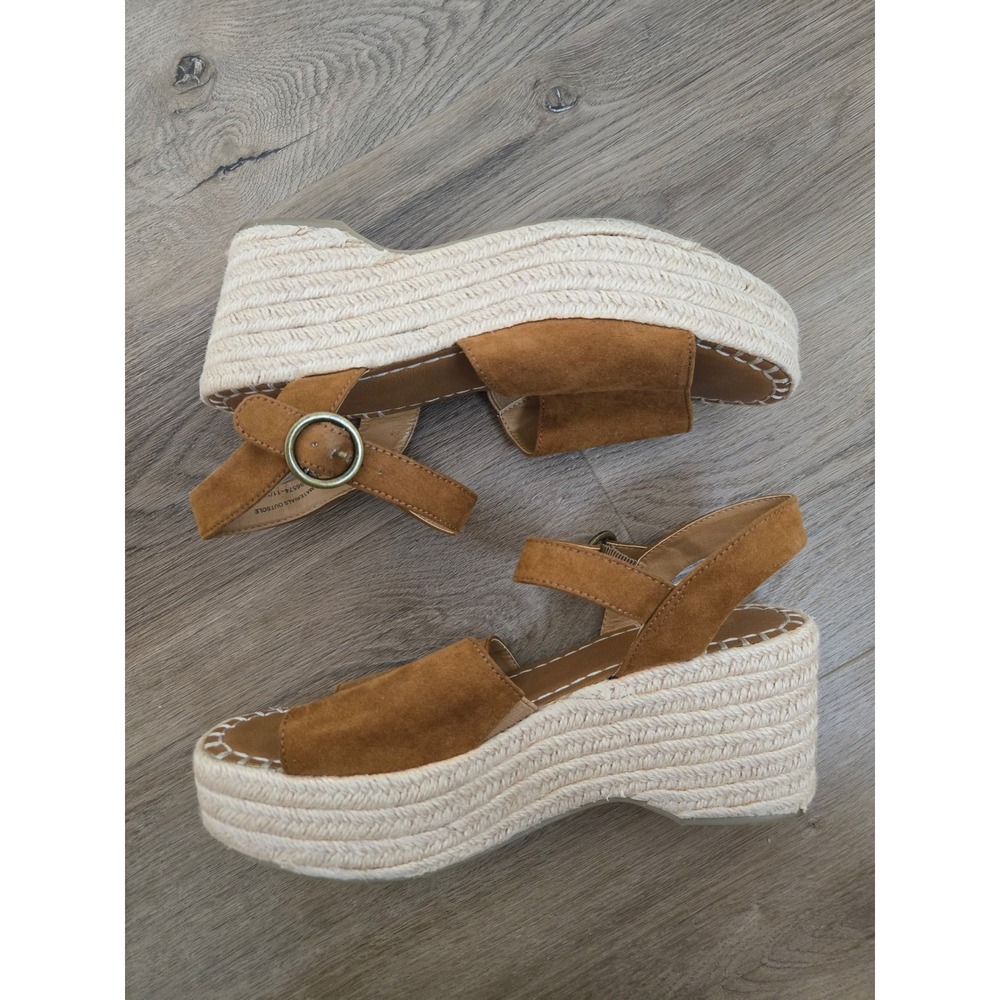 Universal Thread Tan Faux Suede Espadrille Platform Wedge Sandals Womens 10